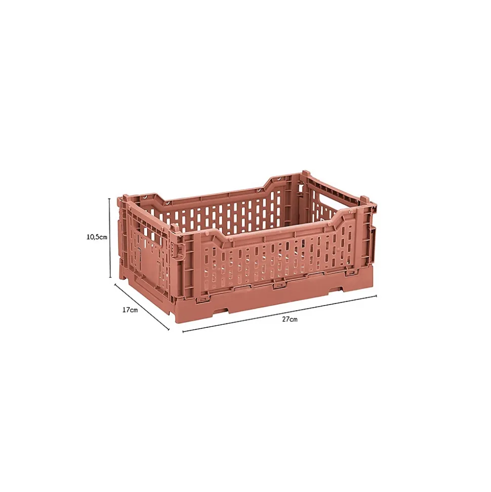 Lot 4 caisses de rangement pliables terracotta 27 x 17 x 10,5 cm