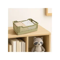 Lot 10 caisses de rangement pliables jaune 26,5 x 17 x 10,5 cm