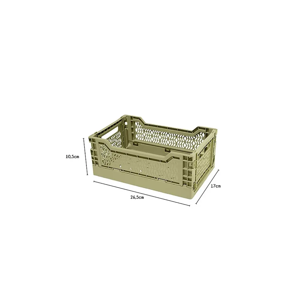 Lot 10 caisses de rangement pliables jaune 26,5 x 17 x 10,5 cm