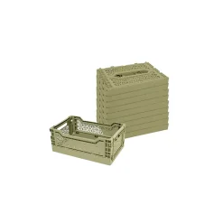 Lot 10 caisses de rangement pliables jaune 26,5 x 17 x 10,5 cm