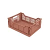 Lot 4 caisses de rangement pliables gris, terracotta 40 x 30 x 15 cm