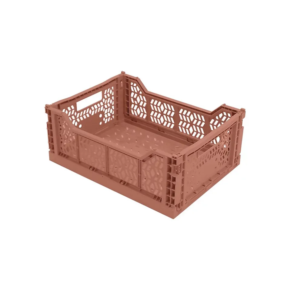 Lot 4 caisses de rangement pliables gris, terracotta 40 x 30 x 15 cm