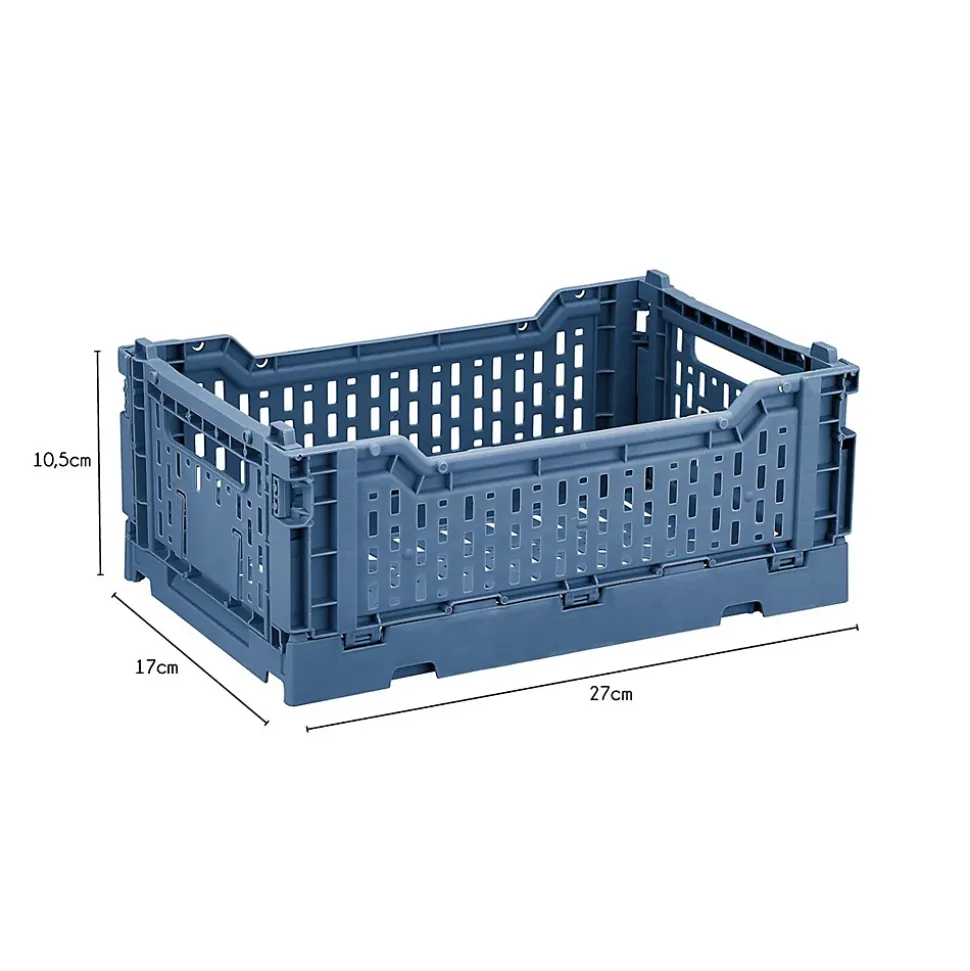 Lot 4 caisses de rangement pliables bleu, terracotta 27 x 17 x 10,5 cm
