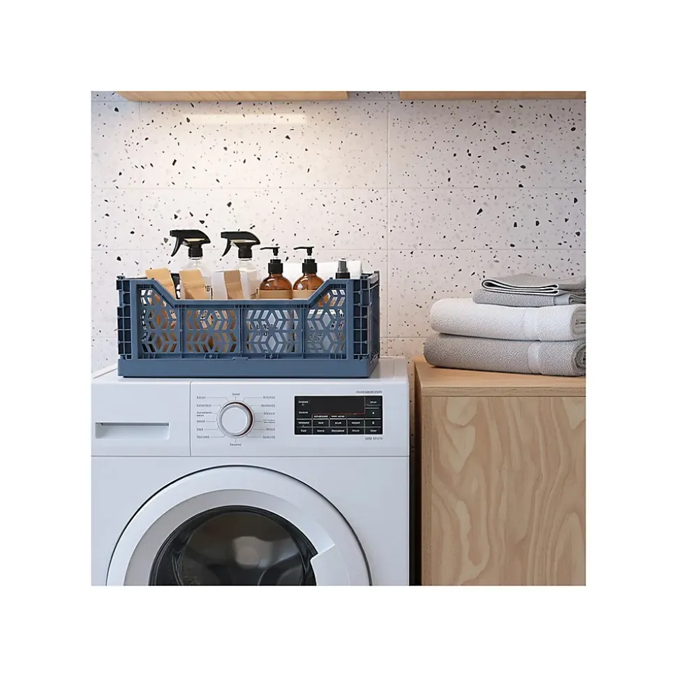 Lot 4 caisses de rangement pliables bleu, terracotta 27 x 17 x 10,5 cm