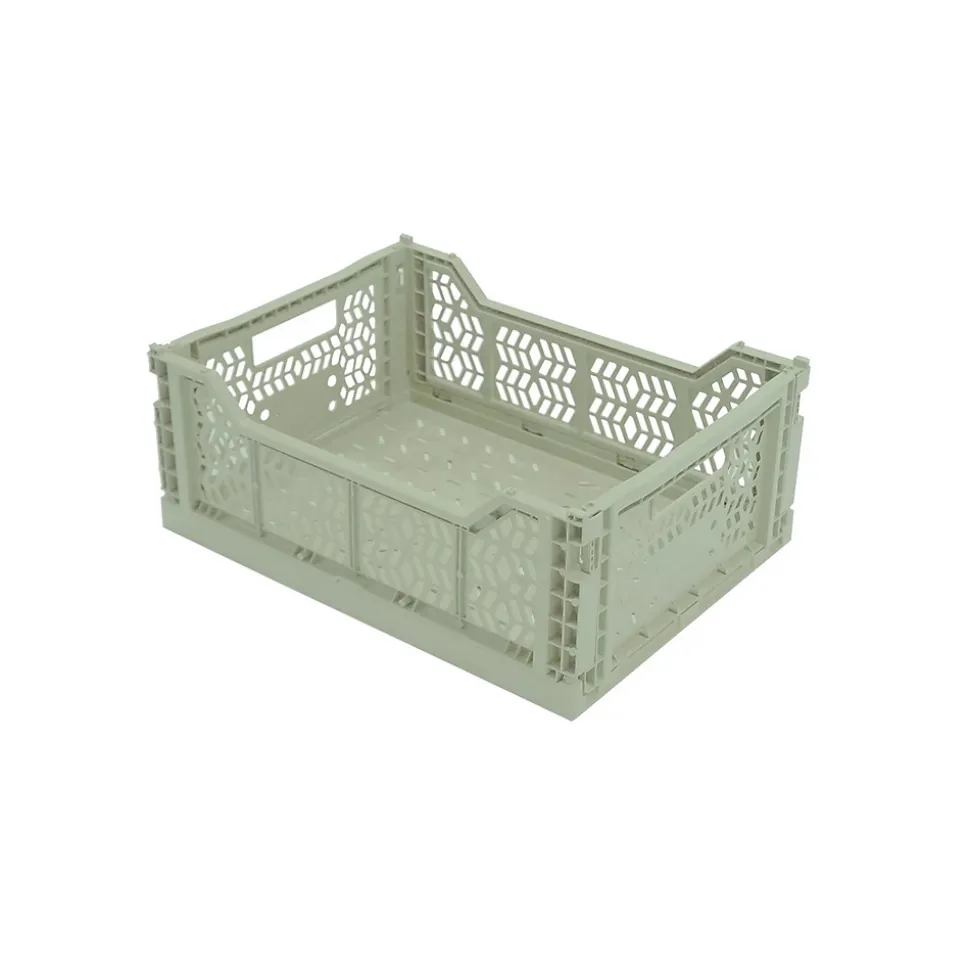Lot 10 caisses de rangement pliables vert clair 40 x 30 x 15 cm