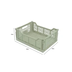 Lot 10 caisses de rangement pliables vert clair 40 x 30 x 15 cm