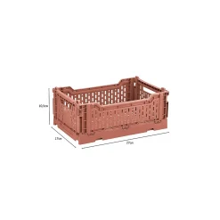 Lot 4 caisses de rangement pliables terracotta, vert 27 x 17 x 10,5 cm