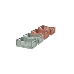 Lot 4 caisses de rangement pliables terracotta, vert 27 x 17 x 10,5 cm
