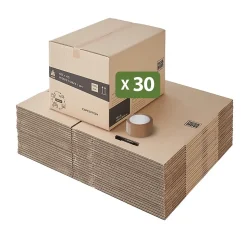 Lot 50 cartons déménagement hauteur modubale : variable - 50 x 40 x 20-30 cm - Poignées renforcées - 2 adhésifs offerts