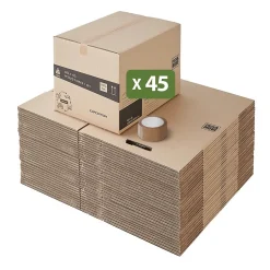Lot 75 cartons déménagement hauteur modubale : variable - 50 x 40 x 20-30 cm - Poignées renforcées - 3 adhésifs offerts