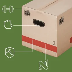 Lot 60 Cartons Déménagement Livres Premium - 40 X 30 X 30 Cm - Extrême Résistance 20 KG - Poignées Renforcées - 3 Adhésifs Offerts