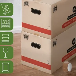 Lot 10 Cartons Déménagement Livres Premium - 40 X 30 X 30 Cm - Extrême Résistance 20 KG - Poignées Renforcées - 1 Adhésif Offert