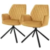 Lot 2 Chaise salle à manger jaune moutarde velours pivotant position automatique