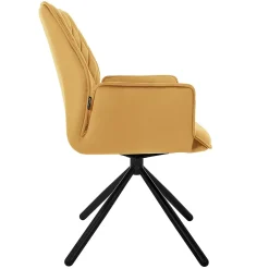 Lot 2 Chaise salle à manger jaune moutarde velours pivotant position automatique