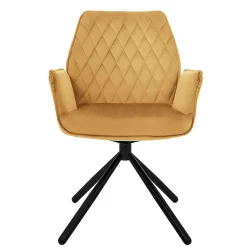Lot 2 Chaise salle à manger jaune moutarde velours pivotant position automatique