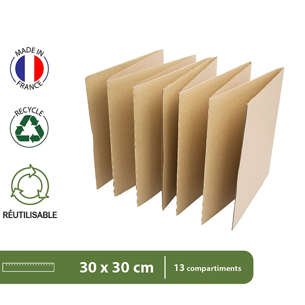Lot 120 croisillons de calage déménagement avec carton - 55 x 30 x 30 cm - Pour assiettes et cadres - Carton renforcé