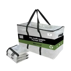 Lot 2 grands sacs déménagement transparent, rangement et transport ultra résistant - Réutilisable - Poignées solides - 100L