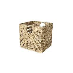Lot 6 paniers pliables jonc de mer motif soleil 31 x 31 x 31 cm