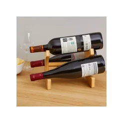 Lot 8 ranges-bouteilles en bambou naturel 24,5 x 18,5 x 16 cm