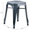 Lot 2 tabourets métal gris avec perforations sur l'assise - METALICA