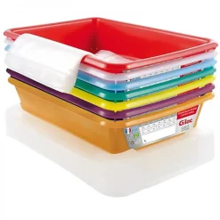 Lot de 7 Bacs plats témoins avec couvercle 3 litres HACCP