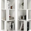 Lot de 2 Bibliothèques Autoportantes à 3 Niveaux, Compartiments Ouverts&Dispositif Anti-basculement, 33X33X100 CM (Blanc)