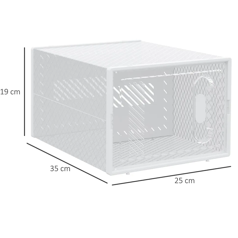 Lot de 18 boites cubes rangement à chaussures modulable avec portes transparentes - dim. 25L x 35l x 19H cm - PP blanc transparent