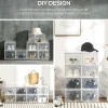 Lot de 8 boites cubes rangement à chaussures modulable avec portes transparentes - dim. 25L x 35l x 19H cm - PP blanc transparent