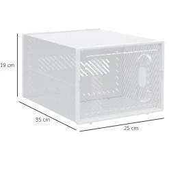 Lot de 8 boites cubes rangement à chaussures modulable avec portes transparentes - dim. 25L x 35l x 19H cm - PP blanc transparent