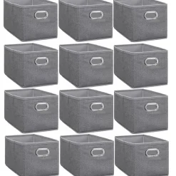 Lot de 12 Boites de rangement en tissu avec poignée