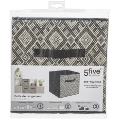 Lot de 2 Boites de rangement pliable Ethnique - 31 x 31 - Noir et blanc
