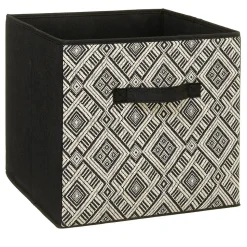 Lot de 2 Boites de rangement pliable Ethnique - 31 x 31 - Noir et blanc