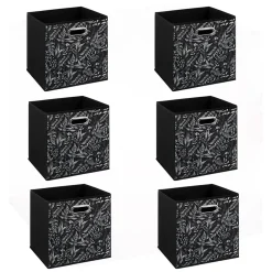 Lot de 6 boites de rangement en tissu Botanical