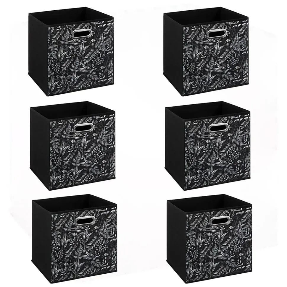 Lot de 6 boites de rangement en tissu Botanical