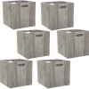 Lot de 6 Boîtes de rangement effet bois en MDF Mix n' modul