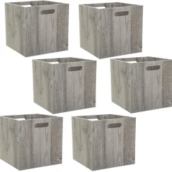 Lot de 6 Boîtes de rangement effet bois en MDF Mix n' modul