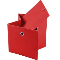 Lot de 2 boîtes de rangement ELA, en tissu rouge
