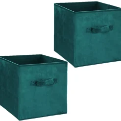 Lot de 2 Boîtes de rangement design velours Mix n' modul - L. 31 x l. 31 cm