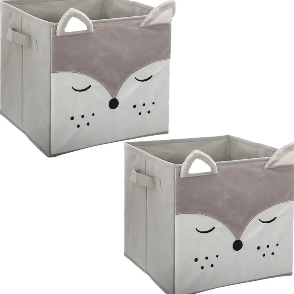 Lot de 2 Boîtes de rangement enfant design velours Douceur
