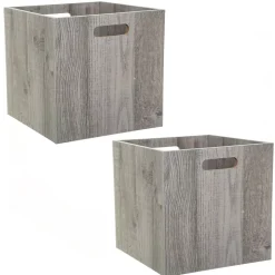 Lot de 2 Boîtes de rangement effet bois en MDF Mix n' modul