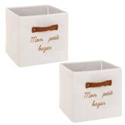 Lot de 2 boîtes de rangement en bouclette MON PETIT BAZAR