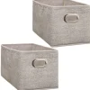 Lot de 2 Boîtes de rangement Largeur 15 x Hauteur 31 cm - Beige chiné