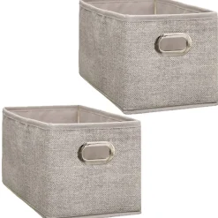 Lot de 2 Boîtes de rangement Largeur 15 x Hauteur 31 cm - Beige chiné