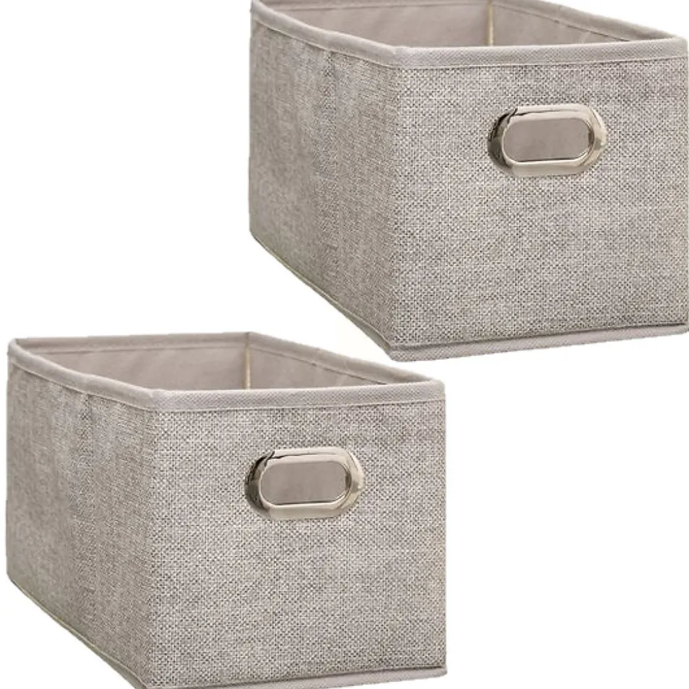 Lot de 2 Boîtes de rangement Largeur 15 x Hauteur 31 cm - Beige chiné