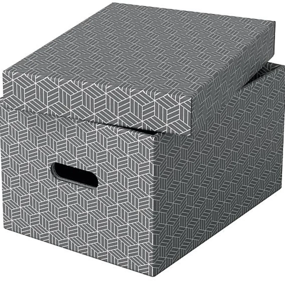 Lot de 3 boîtes en carton élégantes Home M - Gris
