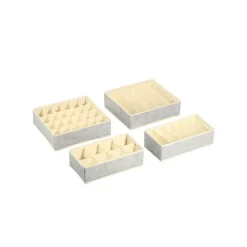 Lot de 4 Boàtes Tiroir de rangement micrcoaéré et respirant avec compartiments Gris MSV