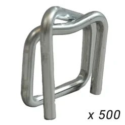 Lot de 500 Boucles pour Feuillard de cerclage 19 mm - Qualité PRO TECPLAST BC - Boucles autobloquantes en acier galvanisé
