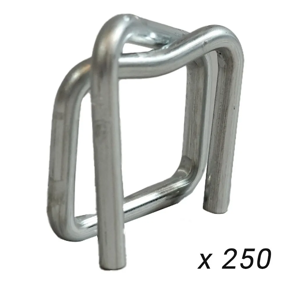 Lot de 250 Boucles pour Feuillard de cerclage 13 mm - Qualité PRO TECPLAST BC - Boucles autobloquantes en acier galvanisé