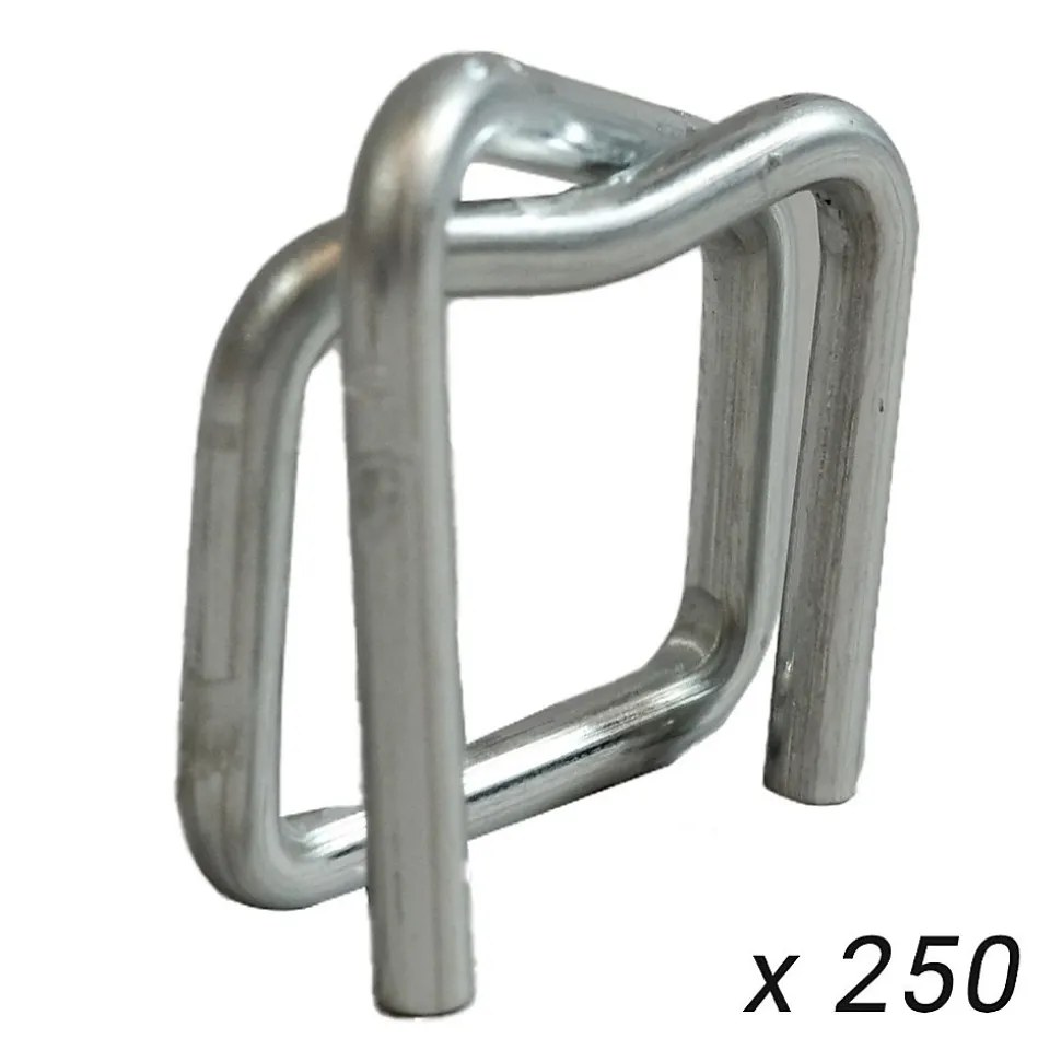 Lot de 250 Boucles pour Feuillard de cerclage 19 mm - Qualité PRO TECPLAST BC - Boucles autobloquantes en acier galvanisé