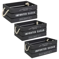 Lot de 3 cagettes bois Denys L23/29/35cm gris - Atmosphera